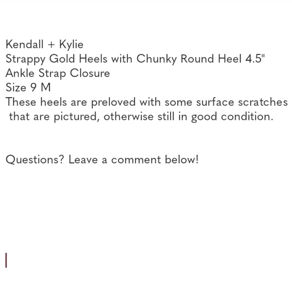 Kendall + Kylie  Metallic Gold Chunky Heel Dress Shoes-9M - Picture 7 of 9